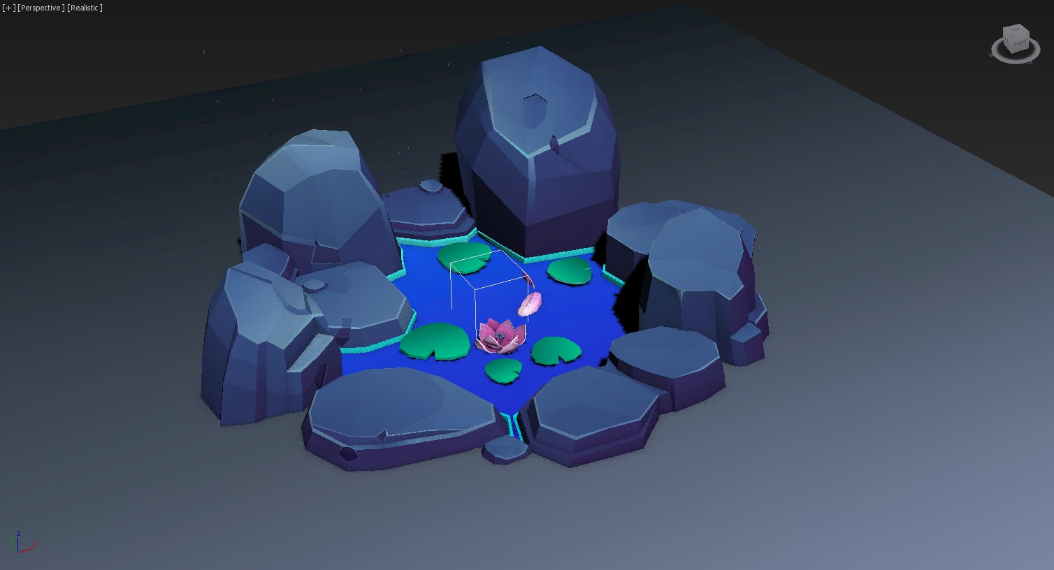 小鱼池水潭场景模型