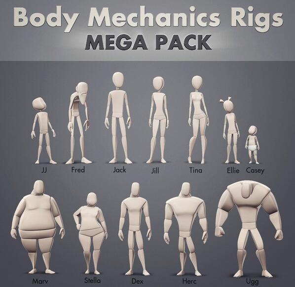 国外的一套绑定好的3dMAX人物模型动画下载