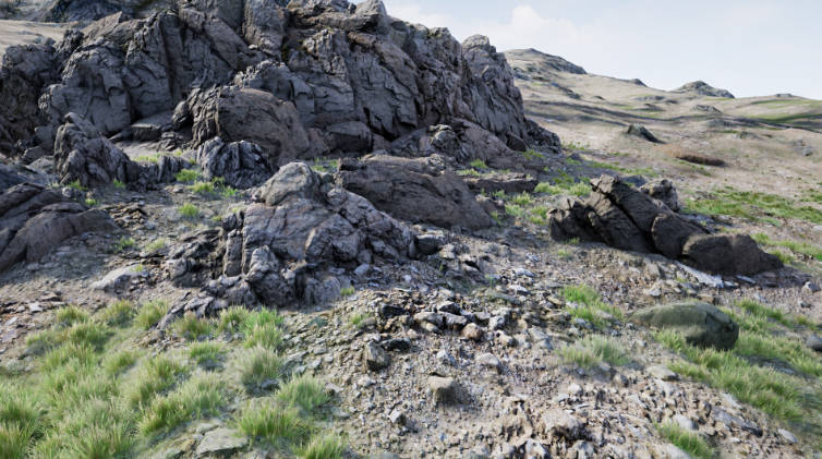 Unreal次时代岩石山地场景模型贴图