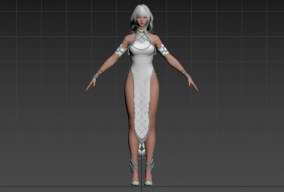 黑沙女角色模型，带骨骼绑定（max，obj，fbx格式都有）