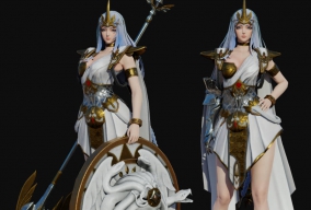 次时代女战士模型带骨骼绑定