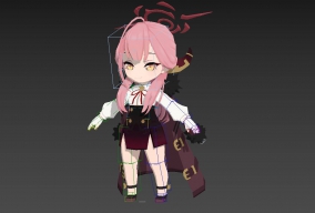 阿露模型带骨骼绑定无动画