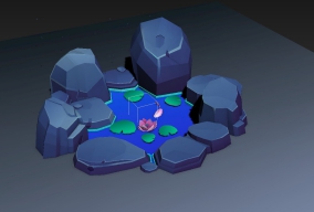 小鱼池水潭场景模型